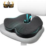 X Large Seat Cushion for Office Chair,Pressure Relief Seat Cushion for Long Sitting,Non-Slip Memory Foam Firm Coccyx Pad for Relief Sciatica/Hip/Tailbone Pain for Office/Car Chairs